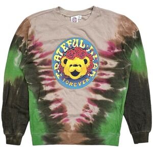 Grateful Dead Women's Forever Bear Tie Dye Crewneck Sweatshirt in Green/Brown
